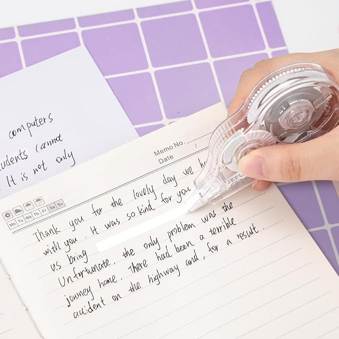 4 Pcs Colorful Core Correction Tape, 39.37 Ft White Wrong Out Tear-Resistant Bulk, Instant Corrections Easy to Use Applicator for School, Office, Note Taking, Journal (Tape Width 0.2 in)