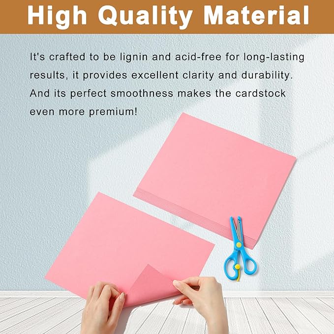 100 Sheets Candy Pink Cardstock 8.5 x 11 Crafting Paper, 200gsm/75lb Premium Heavyweight Paper Card Stock for Wedding Invitations, Cards Making, Greeting Cards, Girlfriend, Scrapbooking