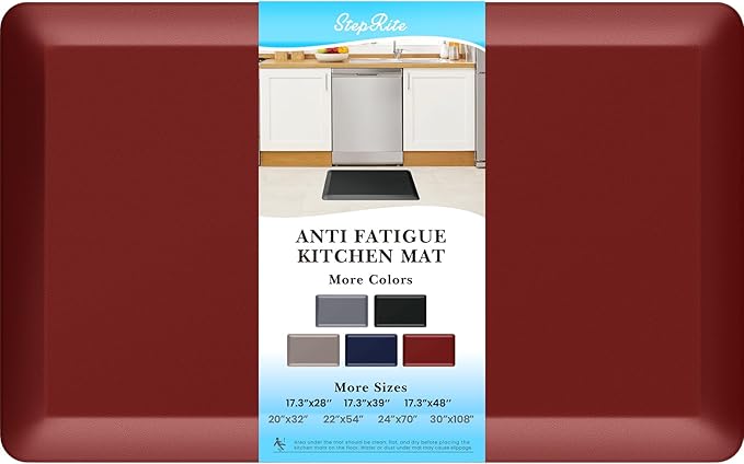 4/5 Inch Thick Kitchen Mats for Floor, StepRite Kitchen Rug for Standing Desk, Non-Slip, Thicker, Stain Resistant, Waterproof, Comfort Anti Fatigue Floor Mat for Home, Kitchen, Office - Red,32 * 20''