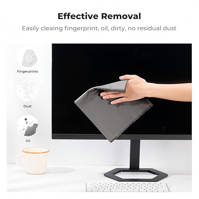 4 Pack 16''x16'' Extra Large Microfiber Cleaning Cloths, K&F Concept Oversized Microfiber Cloths for TV Screen, Electronics, Laptops, Telescope, Computers, Eyeglasses, Gray