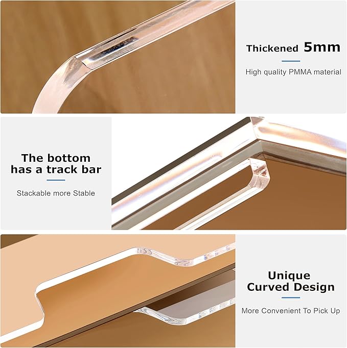 2 Pack- Stackable Paper Letter Tray, Enlarged A4 File Desk Organizer Acrylic Desk Organizers and Accessories Sorter Tray, Clear Workspace Office Supplies Organizers, 13.78inx9.25inx3.62in