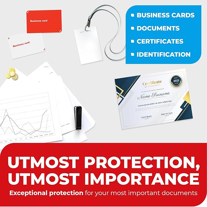 3MIL Thermal Laminating Sheets (125 Count) Photo, Card, Notecard, ID Badge, and Business Card Sizes, Dry-Erase Friendly Laminating Pouches, Compatible with Laminators, Crystal Clear Laminated Finish