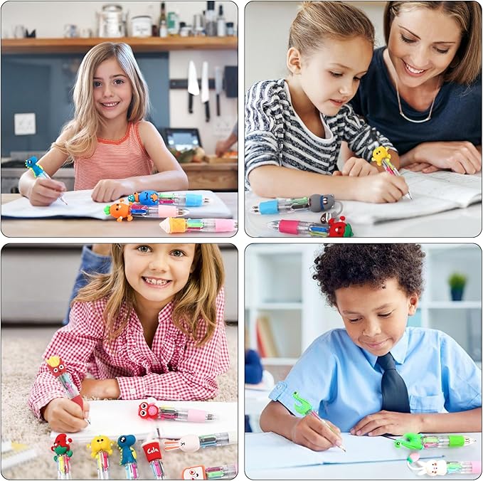 20Pcs Mini Multicolor Pens in One 4-in-1 Cute Pens Bulk for Kids, Fun Kawaii Ballpoint Pen for Birthdays and Children's Party Favors Gifts, Teacher School Supplies