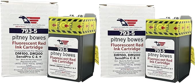 2-Pack | PB 793-5 Fluorescent Ink Cartridge Replacement for: SendPro 300, C200, C300, C400, C425 - DM Series P700, DM100, DM100i, DM125i, DM150i, DM175i, DM200L, DM225 Postage Meters