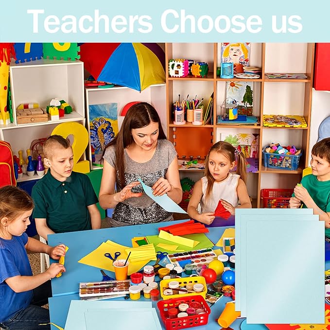 100 Sheets Blue Shimmer Cardstock 8.5 x 11 Metallic Paper, Goefun 80lb Card Stock Printer Paper for Invitations, Weddings, Parties, Showers