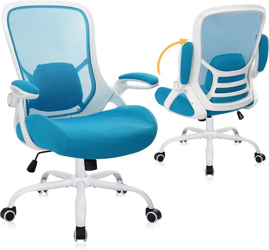 HYLONE 400lbs Heavy Duty Office Chair, 5" Thickened Seat Ergonomic Desk Chair with Adjustable Armrests, Home Office Computer Chairs for Long Hours Mesh Executive Chair(Blue)