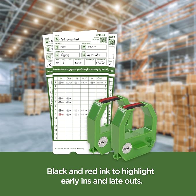 2 Pack, uPunch Ink Ribbon for HN3000 Non-Calculating Time Clock