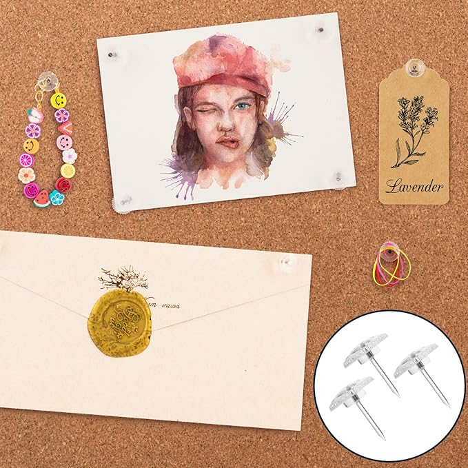 150PCS Clear Thumb Tacks - Standard Push Pins With Steel Points and Transparent Plastic Heads for Bulletin Boards, Crafts, and Office Organization