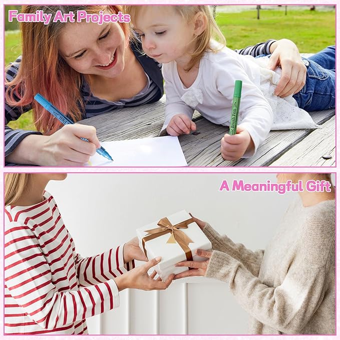 24 Pack Metallic Markers, Dual Tip Glitter Pens for Black Paper & Rock Painting Metallic Acrylic Paint Markers for DIY Crafts, Scrapbooking, Glass, Wood, Cards Alcohol Based Quick Dry Ink