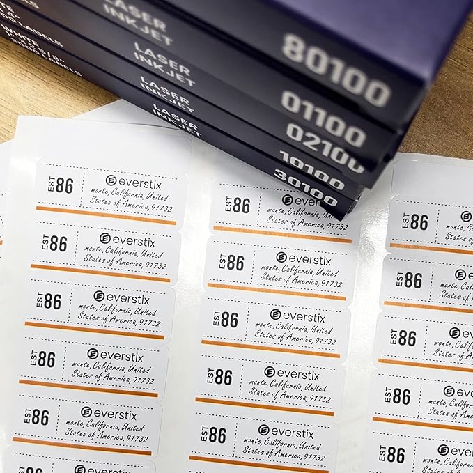 1" x 2-5/8", 25 Sheets, 750 Mailing Address Labels, White Sticker Labels for Laser & Inkjet Printers, Permanent Adhesive