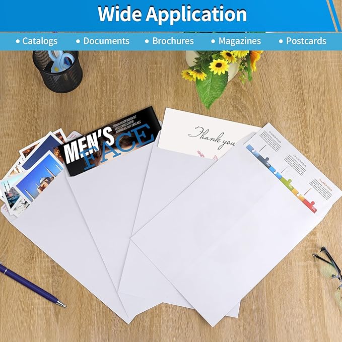 20 Pack Catalog Envelopes Self Seal, 9 x 12 Inches Catalog Mailing Envelopes, White Manila Envelopes for Mailing, Organize, Storage, Home, Office
