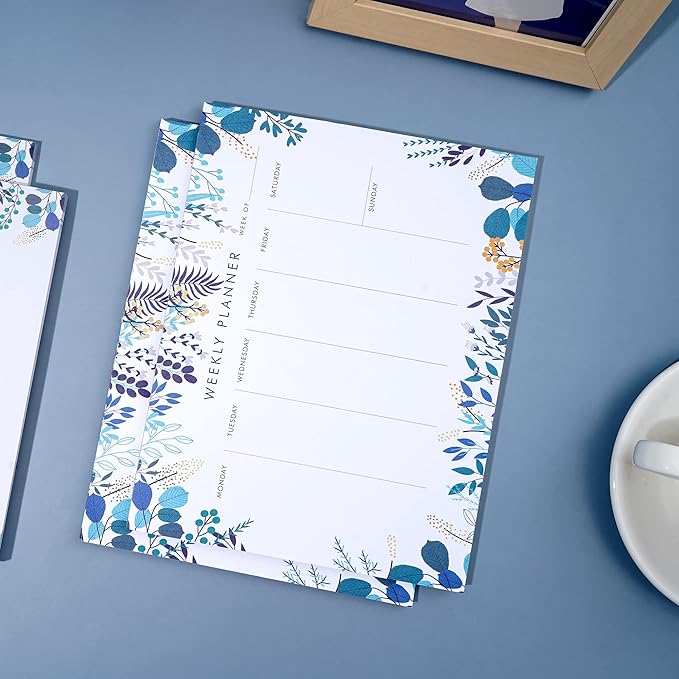 2 Pack Weekly Planner Notepad Tear Off Set of 2 Weekly Calendar Pad 52 Undated To Do List Notepad Desk Planning Pads Productivity Tracker for Work School Home Goals Notes Schedule Ideas, Blue