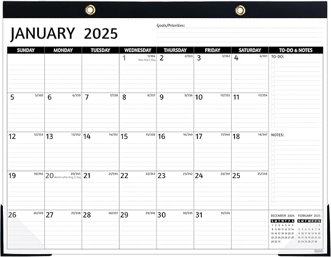 2025-2026 Desk Calendar – Jan 2025 – Jun 2026, 18 Monthly Calendar 2025-2026, Large Desk Calendar, 22'' x 17'', 2025 Desk/Wall Calendar with Desk Pad, To-do Lists, Ruled Blocks, Corner Protectors