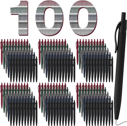 100 Pack Black Pens Bulk Retractable No Bleed Click Black Ink Smooth Writing Ballpoint Pens for School Office Supplies, 1.0mm