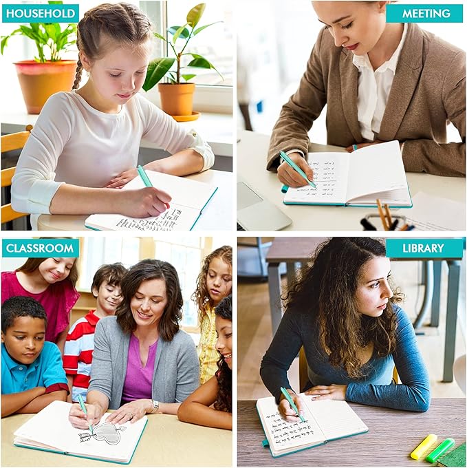 24 Pack Journal Notebook for Work, Feela Business Notebook Bulk Hardcover Lined Writing Journal with Pen Holder for Men Women Note Taking, with 24 Black Pens, 120 GSM, 5.1”x8.3”, A5, Emerald