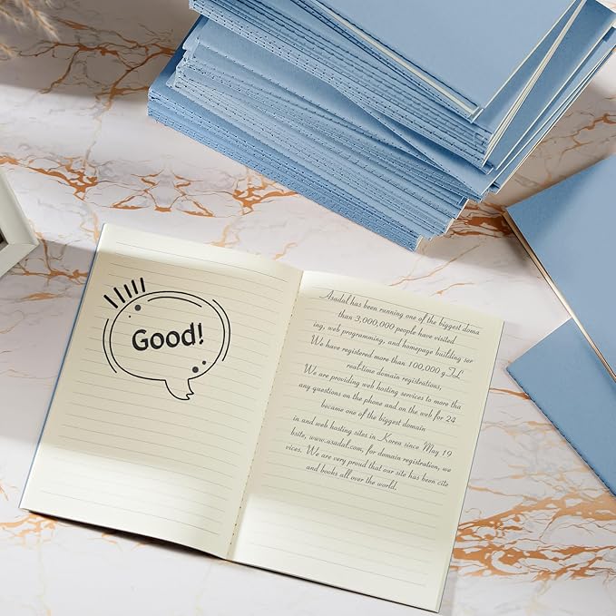 100 Pcs Kraft Notebook Journals 5.5 Inch x 8.3 Inch A5 Softcover Notebooks Bulk for Writing Sketch Office Notepad with 60 Pages 30 Sheets(Light Blue,Lined)