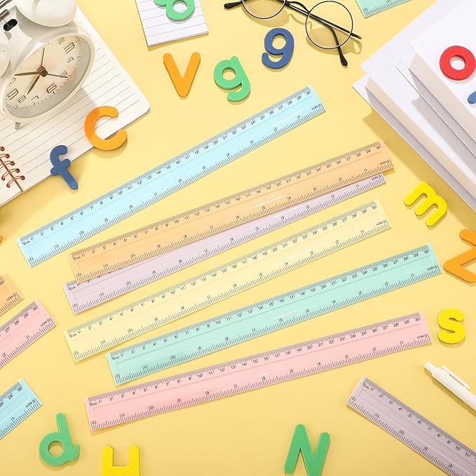 240 Pcs 12 Inch Plastic Rulers Bulk, Back to School Supplies, Assorted Colored Flexible Metric Rulers with Centimeters and Inches Measuring Tool for School Classroom Students(Pastel)