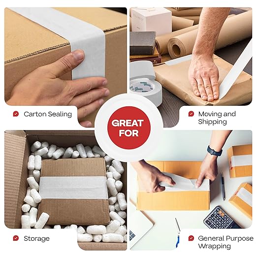 IDL Packaging 3" x 375 feet Reinforced Water-Activated Kraft Gummed Tape 70lb Thickness (Pack of 10) - Secure Paper Packing Tape for Secure Carton Sealing - Heavy-Duty for All Conditions, Brown