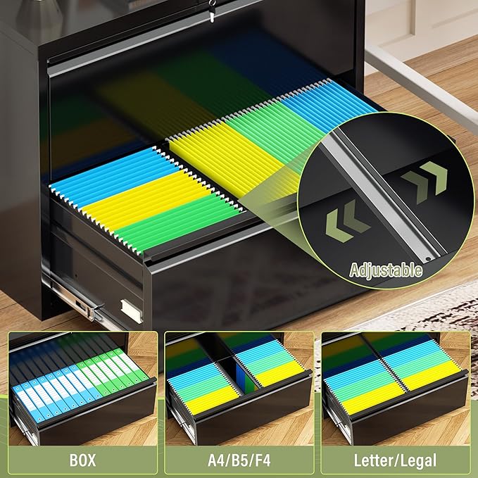 Incbruce Lateral File Cabinet with Lock, 28" W 2 Drawer Filing cabinets for Home Office Home, Office, Fit A4/F4/Letter/Legal File, Under Desk Filing Cabinet (Black)