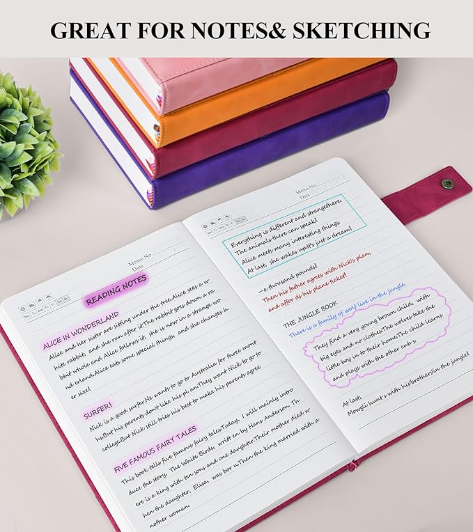 365 Page Thick Lined Journal Notebook for Men Women, A5 Leather Journals for Writing, Hardcover Notebooks for Work, School, Note Taking,Travel, Business,Personal Diary, College Ruled 5.9" x 8.4"