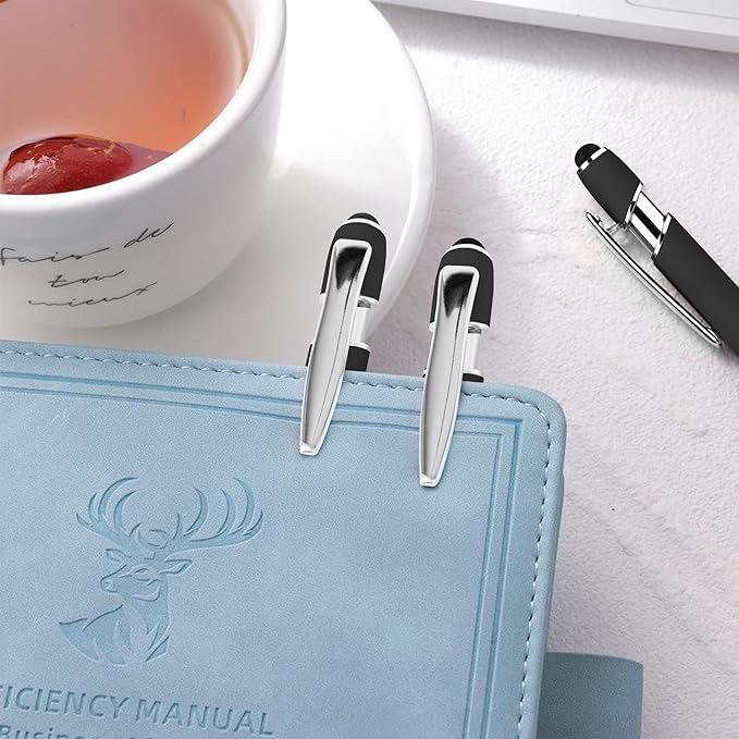 12 PCS 2 in 1 Stylus Ballpoint Pen with Stylus Tip, 1.0 mm Black Ink Metal Pen Stylus Pen for Touch Screens (Silver & Black)