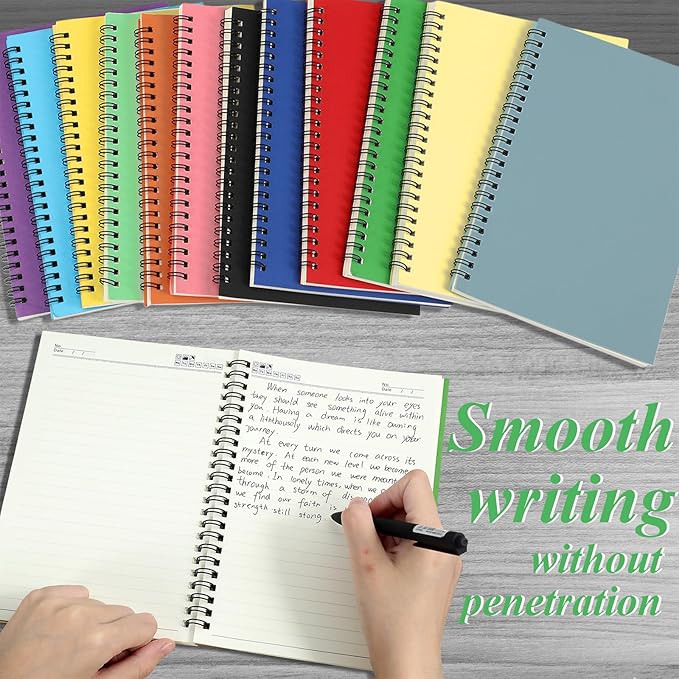 12 Pack Small Spiral Notebook A5 Lined College Ruled Spiral Journal Notebook 5.5 x 8.3 Inch Kraft Cover, 120 Pages for Work Students Office Business(Colorful)