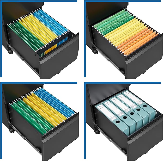 2 Drawers File Cabinet with Lock Metal Vertical File Cabient with Wheels Mobile File Cabinet for Office Home Legal/Letter/a4 Size Fully Assembled