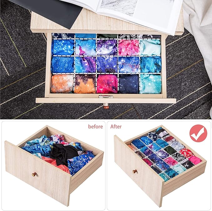 40Pcs Drawer Dividers, Adjustable Drawer Organizer for Socks, Underwear, Makeup, Can Help Tidy Kitchen, Bedroom, Dresser Blue