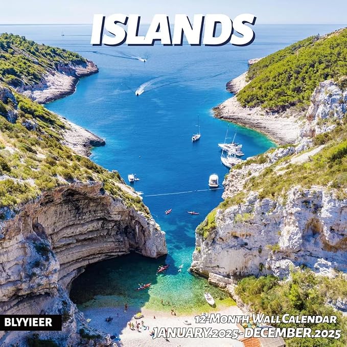 2025 Wall Calendar,Islands Monthly Wall Calendar, 12" x 24" Open,Family Planner Calendar,Home & Office Organizer,Hangable