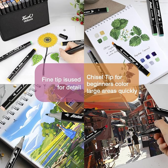 120 Colors Alcohol Markers Set, Dual Tips Blender Art Markers for Drawing, Permanent Sketch Marker for Kids adult coloring, Alcohol Based Marker, Adults Coloring and Artist Illustration.