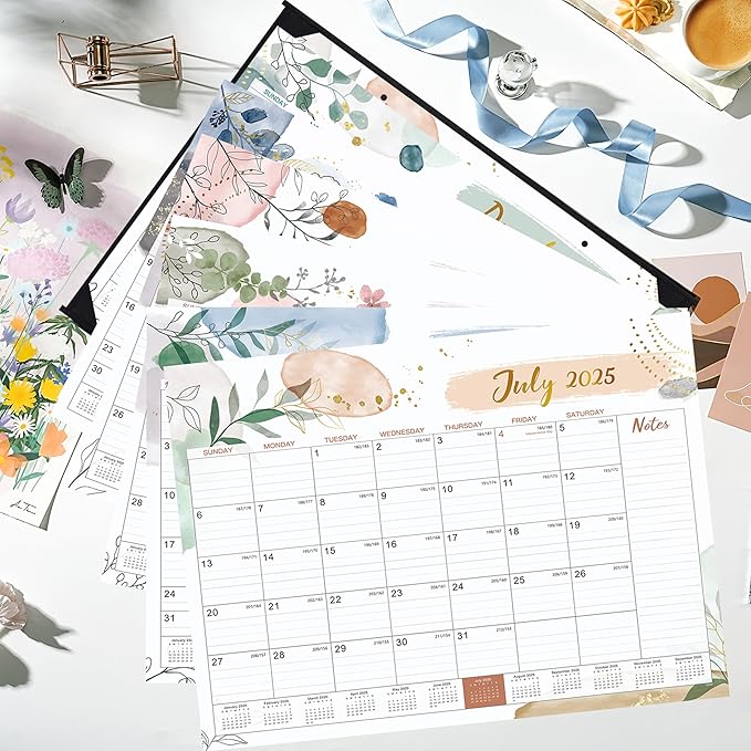 2025-2026 Desk Calendar - Desk Calendar 2025-2026, 22" x 17", July 2025 - December 2026, 18 Monthly Desk/Wall Calendar, Large Ruled Blocks, Notes, Thick Paper, Corner Protector