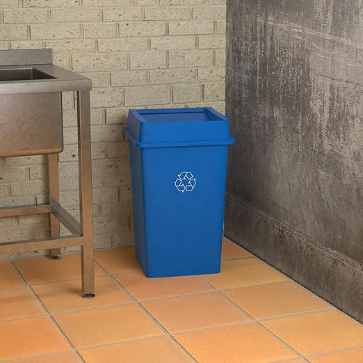 35 Gallon Blue Square Commercial Trash Can with Lid