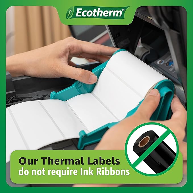 2"x1" Thermal Labels for Rollo, Munbyn, Zebra, Godex, Arkscan, iDPRT, Offnova Printers and More - White Paper Stickers - Small Multipurpose Barcode Labels | 5600 Labels | 4 Rolls | by Ecotherm