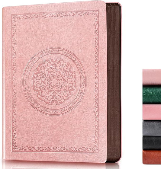 2025 Leather Vintage Journal Notebook,300 Pages,Leather Softcover Lined Journal Notebooks for Women Men,Notebook Journals for Writing Travel,Business,Office,Rose Gold Pink