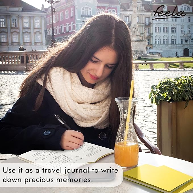 16 Pack Soft Cover Journal Bulk, Feela Lined Notebooks College Ruled for Work for Women Girl Writing, Blank Travel Journal Note Taking Notebook School Business Supplies, 8.2” x 5.5”, A5, Lemon Yellow