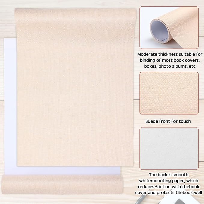 4 Pcs Book Cloth Bookcover Fabric Surface with Paper Backed Book Binding Cloth Fabric Book Cover for Scrapbooking Album DIY Craft Supplies Home, 4 Colors(Earth Color,40 x 16 Inches)
