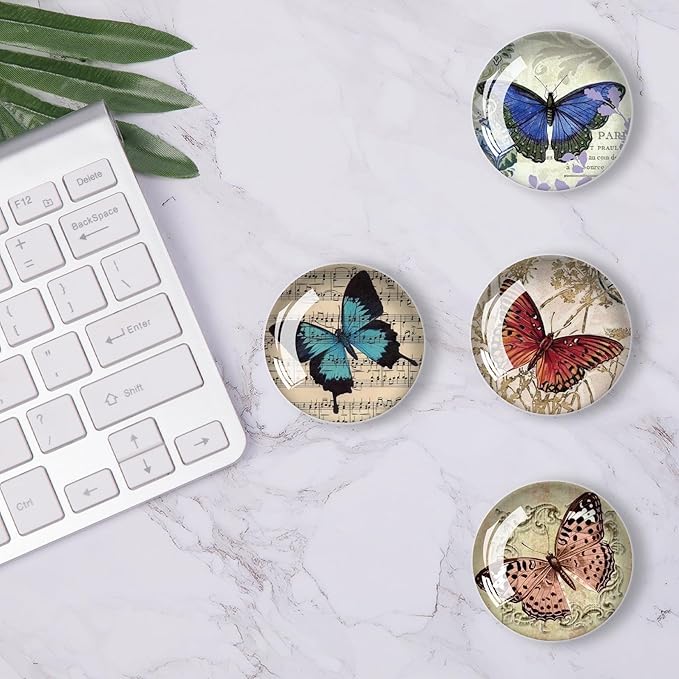 12Pcs Glass Refrigerator Magnet Fridge Sticker,Butterfly Fridge Magnets Decoration for Crafts,Strong Fridge Magnets for Kitchen, School,Office Whiteboard, Cabinet and Dishwasher