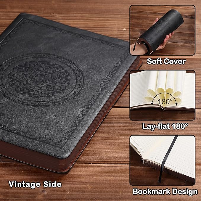 2025 Leather Vintage Journal Notebook,300 Pages,Leather Softcover Lined Journal Notebooks for Women Men,Notebook Journals for Writing Travel,Business,Office,7.1'' X 9.8''
