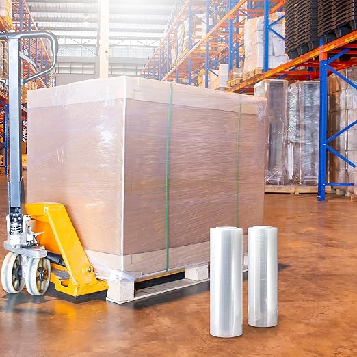 18" x 1500ft x 80 Gauge Thick (20 Micron) Clear Cast Pallet Stretch Wrap Film [Pack of 4 Rolls, 1500' Per Roll, Total 6000']