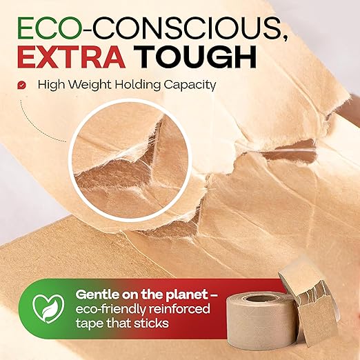 IDL Packaging 3" x 375 feet Reinforced Water-Activated Kraft Gummed Tape 70lb Thickness (Pack of 2) - Secure Paper Packing Tape for Secure Carton Sealing - Heavy-Duty for All Conditions, Brown