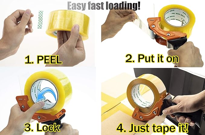 2 Pcs Rapid-Replace Packing Tape Dispenser Guns with Extra Blade, 2 in (50mm) Lightweight Ergonomic Industrial Handheld Heavy Duty Tape Cutter for Carton, Packaging and Box Sealing, LDS Industry