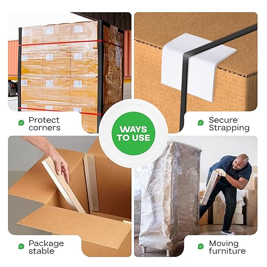 IDL Packaging Cardboard Edge Protectors 2" x 2" x 24", Full Pallet of 5600 pc, White - V-Board Reinforced Corner Protectors - Regular-Duty Cardboard Corners for Shipping