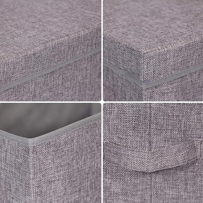 3 Pack Large Foldable Storage Box with Lids Fabric Storage Cube Organizer Cloth Containers Bins Baskets for Closet Clothes Clothing Bed Room