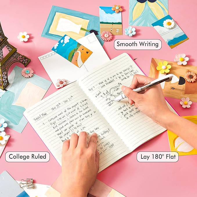 16 Pack Soft Cover Journal Bulk, Feela Lined Notebooks College Ruled for Work for Women Girl Writing, Blank Travel Journal Note Taking Notebook School Business Supplies, 8.2” x 5.5”, A5, Berry