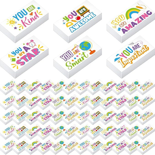 180 Pcs Inspirational Erasers for Kids Christian Pencil Erasers Bulk, Back-to-School Gifts Motivational and Cute Supplies for Students Classrooms, Drawing(White,Inspirational)