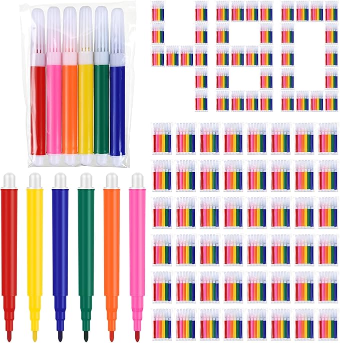 480 Pcs Mini Markers Colored Pen 3.4 Inch Vibrant Colors Portable Short Colored Markers Assorted Multicolor Watercolor Marker Pen for Kids and Adult Glass Office School Supplies (6 Colors)