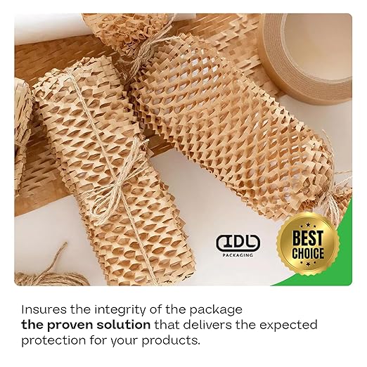 IDL Packaging 15" x 1400' Refill Roll (Pack of 1) for MP-1400USN HexcelWrap Honeycomb Packing Paper Station, Brown - Protective Kraft Paper with Interlocking Slit Design for Shipping