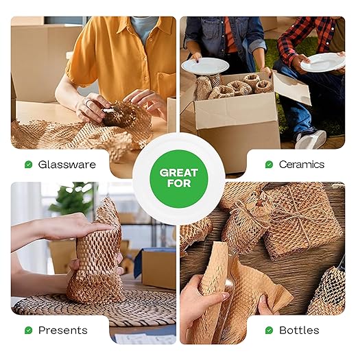 IDL Packaging 15.25" x 22" Honeycomb Kraft Packing Paper Sheets (Pack of 500), Brown – USA-Made Eco-Friendly Bubble Wrap Alternative for Shipping, Moving, Storage - Innovative Interlocking Slit Design