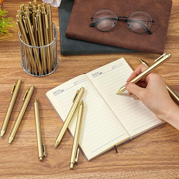 30pcs Thank You Pens Bulk Cute Multicolor Ballpoint Pen for Men Women Server Accessories Employee Holiday Appreciation Gifts for Teacher Office Back to School Party Favor (Gold)