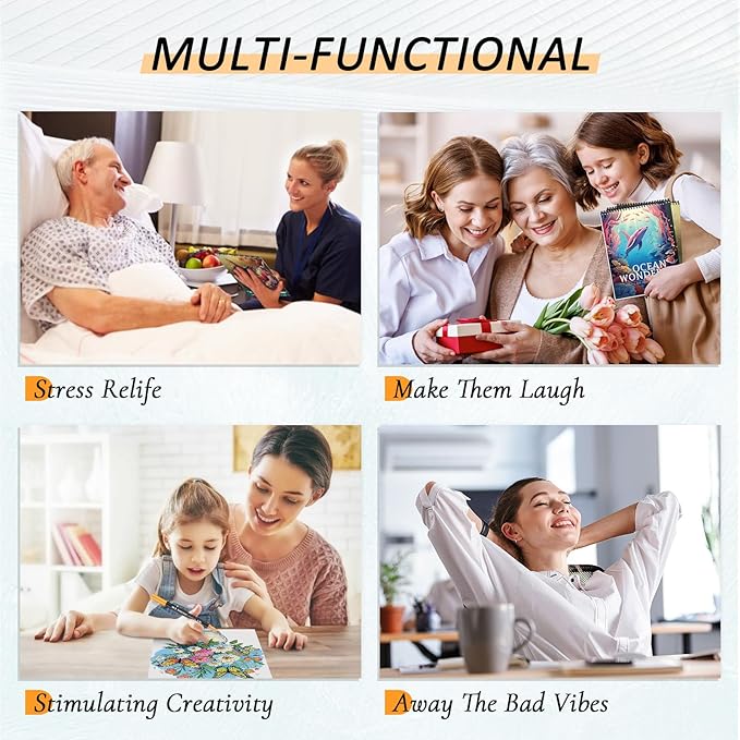 3Pcs Adult Coloring Book for Women Relaxation, 36 Colors Markers with Spiral Bound Adult Coloring Book for Women, 36 Dual Tip Colors Markers, Anxiety Relief Mindfulness Gifts(Ocean & Bird & Butterfly)